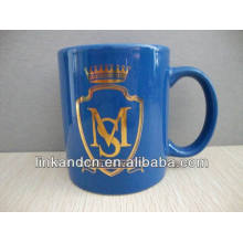 Haonai 11oz caneca cerâmica com impressão de ouro real de alta qualidade